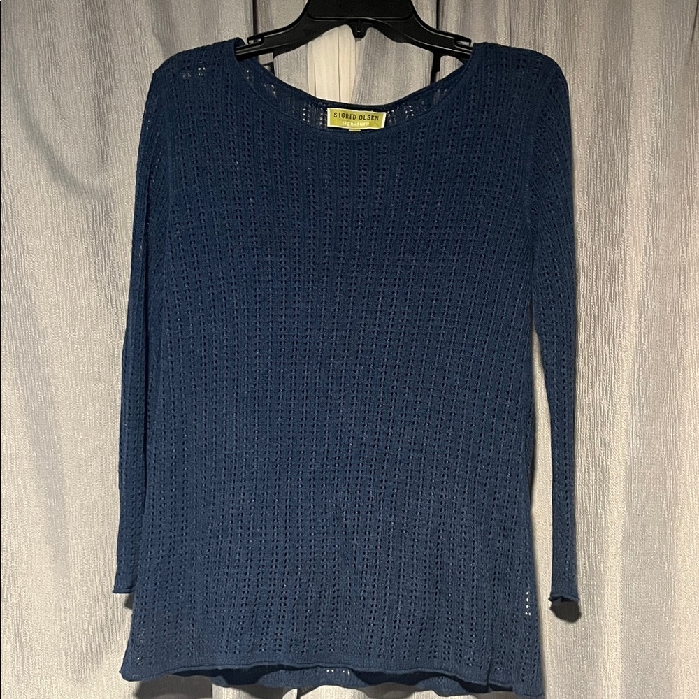 Sigrid Olsen Signature Blue Mesh sweater with tank Sz Small